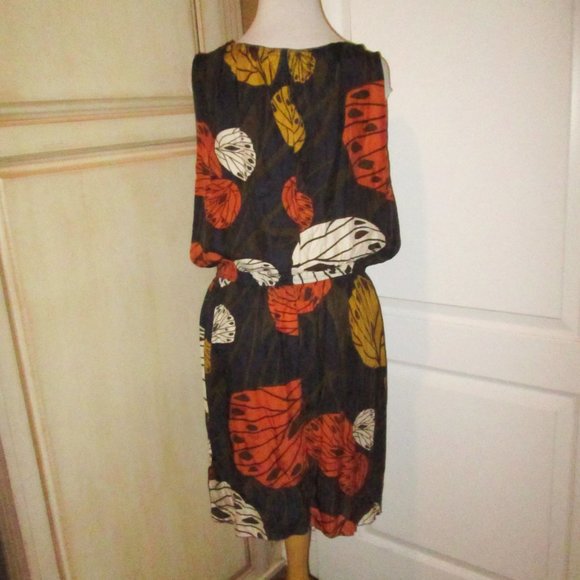 Anthropologie Multicolor Leaf Print Dress - Picture 4 of 7